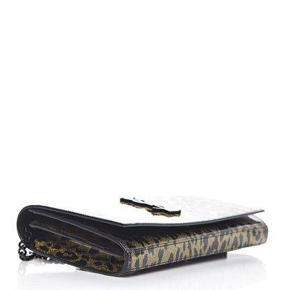 Saint Laurent Patent Leopard Print Monogram Chain Wallet Leopard Black Gold 4 of 10