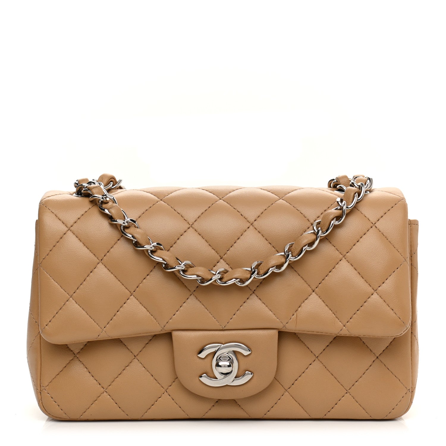 Chanel Lambskin Quilted Mini Rectangular Flap Dark Beige 1 of 10