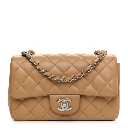 Chanel Lambskin Quilted Mini Rectangular Flap Dark Beige 1 of 10