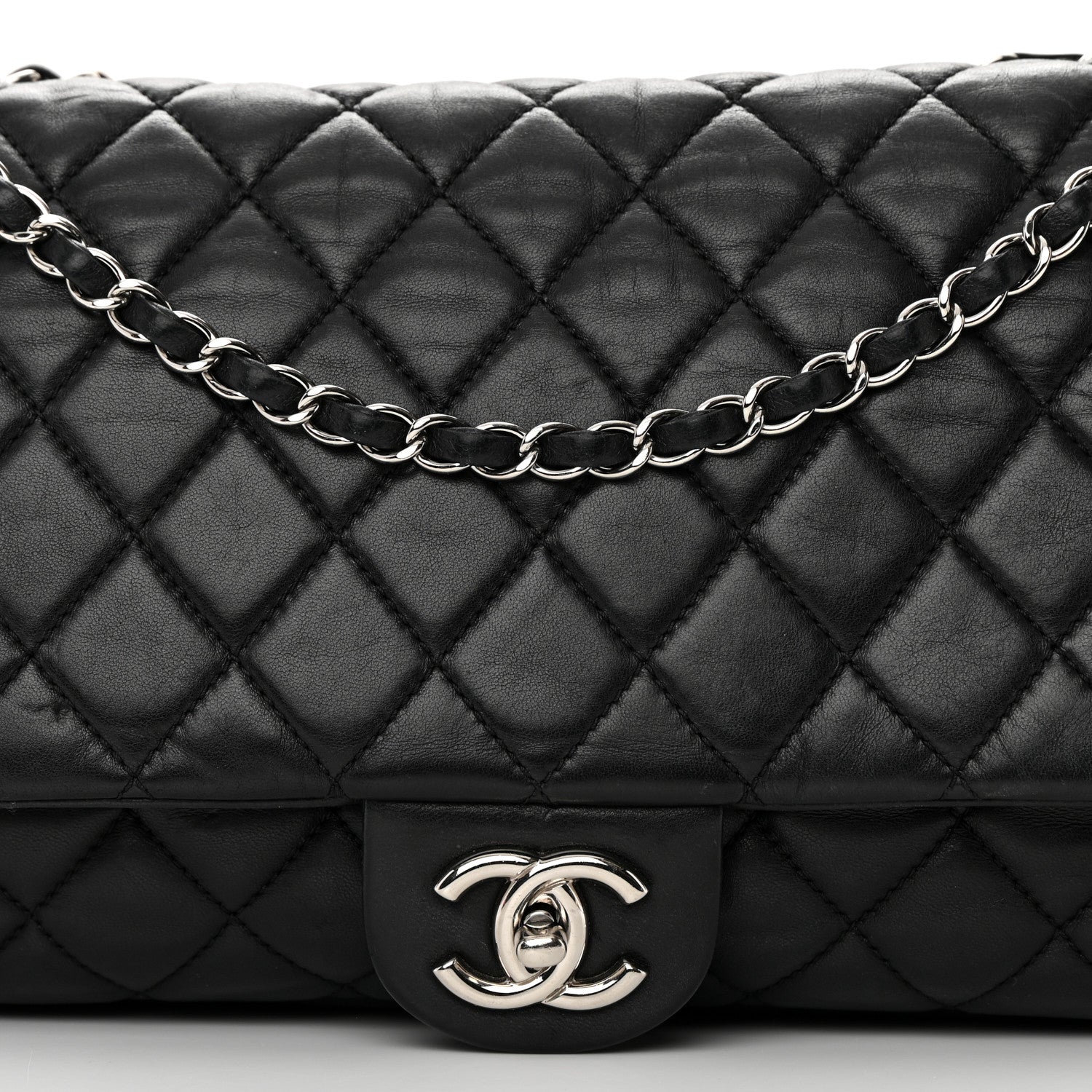 Chanel Lambskin Quilted Jumbo Coco Rain Flap Black 11 of 24
