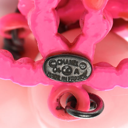Chanel Resin Ruthenium CC Drop Earrings Pink 4 of 5