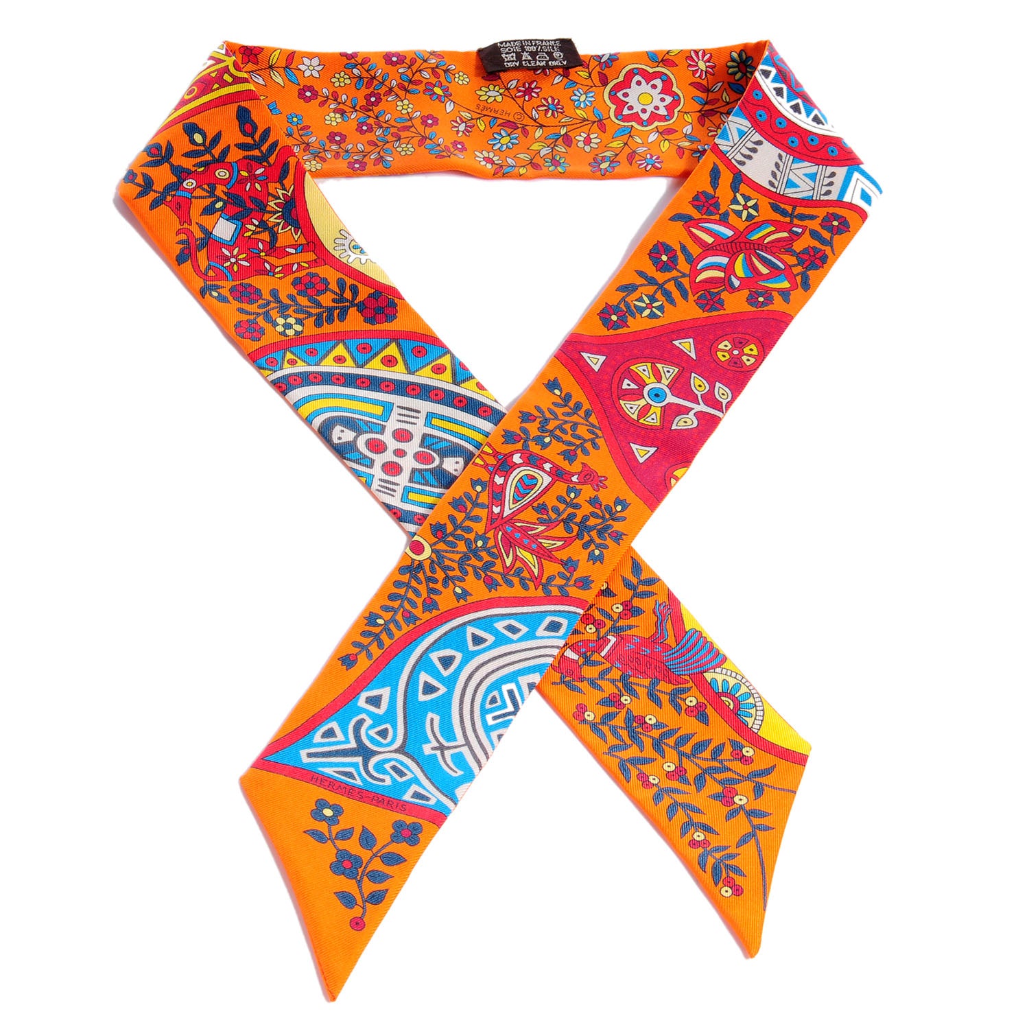 Hermes Silk L'Arbre de Vie Twilly Orange 1 of 4