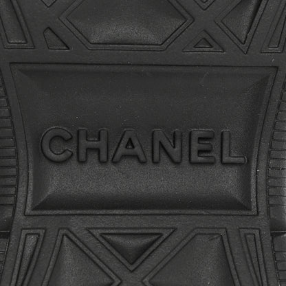 Chanel Velvet Calfskin Mixed Fibers CC Sneakers 36 Ivory Black 6 of 10