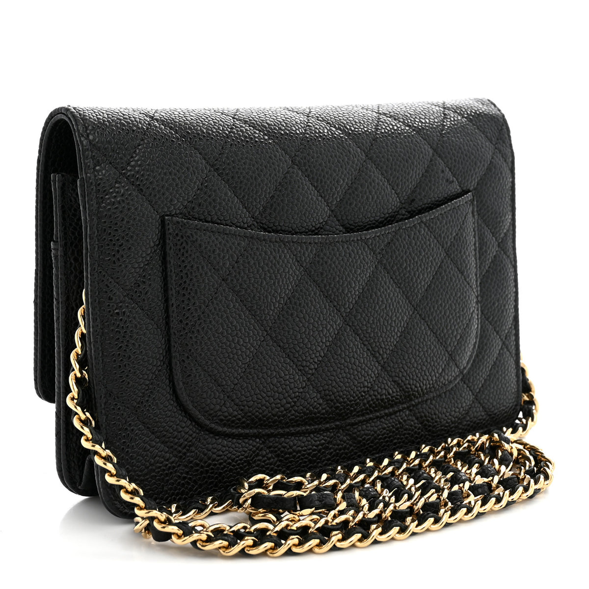 Caviar Quilted Wallet on Chain WOC Black