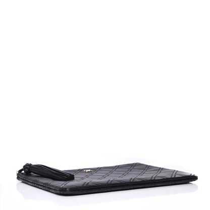 Chanel Calfskin Quilted Tassel CC Cosmetic Case Black 4 of 8
