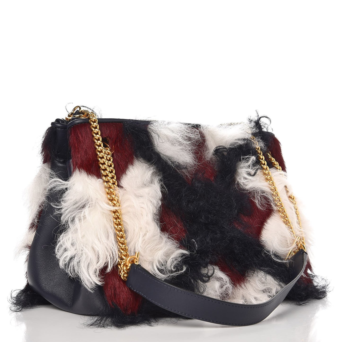 Curly Shearling Tartan Winsley Tote Bag Multicolor