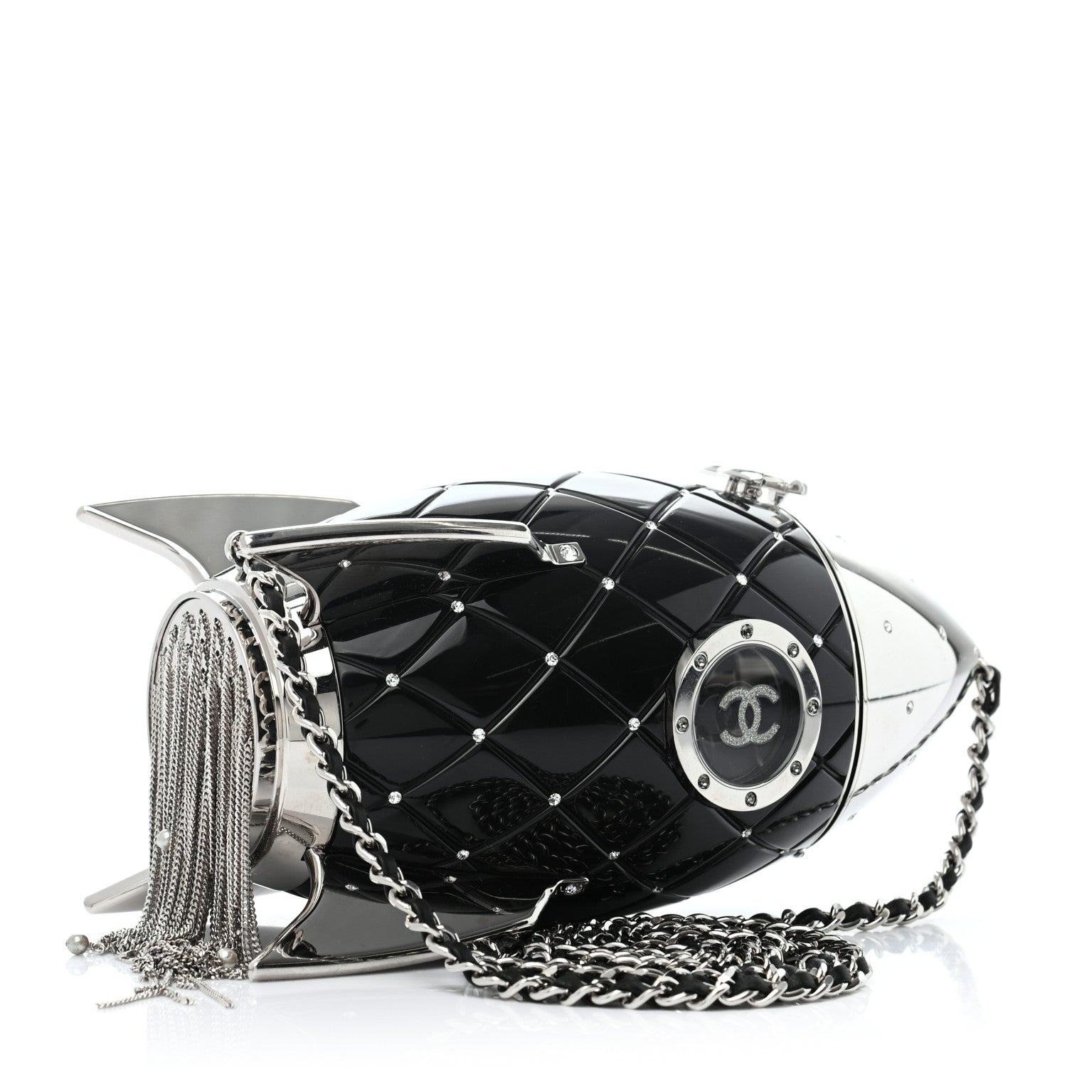 Chanel Plexiglass Crystal Rocket Ship Minaudière Clutch Black 2 of 8