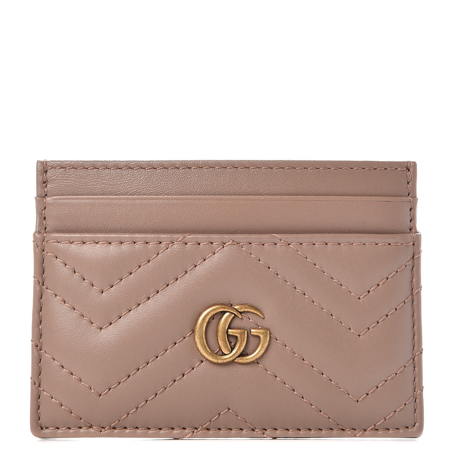 Gucci Calfskin Matelasse GG Marmont Card Holder Porcelain Rose 1 of 7