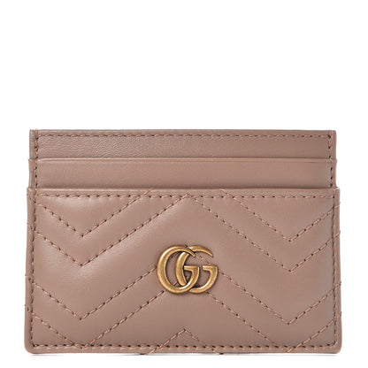 Gucci Calfskin Matelasse GG Marmont Card Holder Porcelain Rose 1 of 7