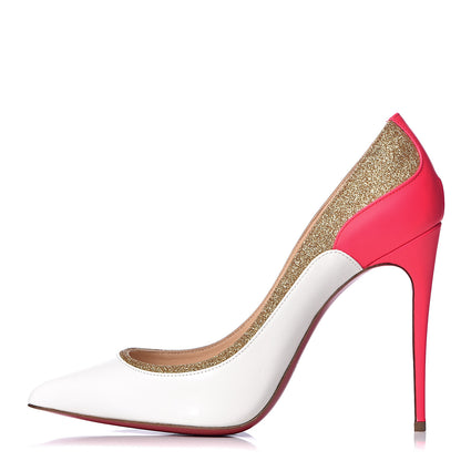 Christian Louboutin Glitter Patent Fluo Tucsick 100 Pumps 39 White Gold 1 of 10