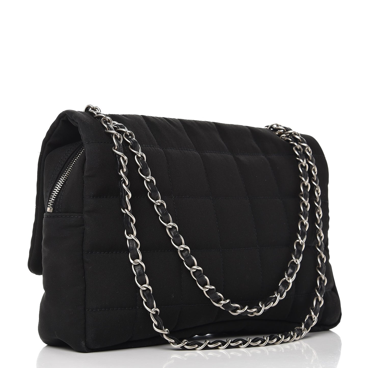 Nylon Square Quilted Flap Black