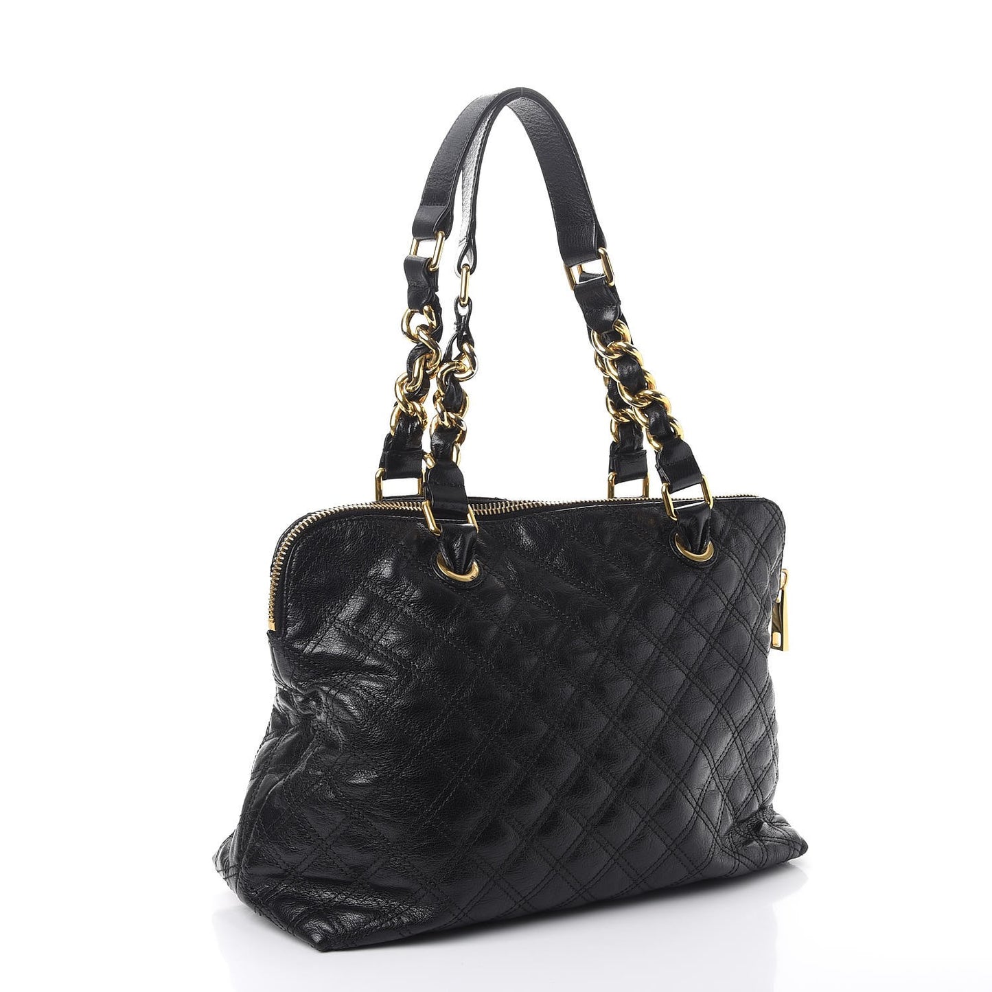 Goatskin Quilted Fifth Avenue Tote Black