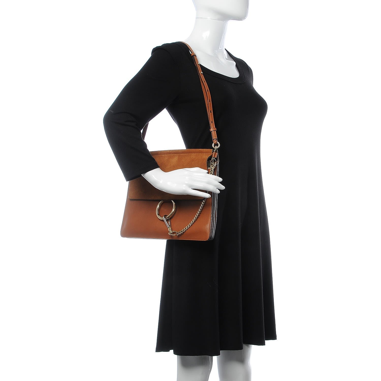 Chloe Suede Calfskin Medium Faye Shoulder Bag Tobacco 2 of 8