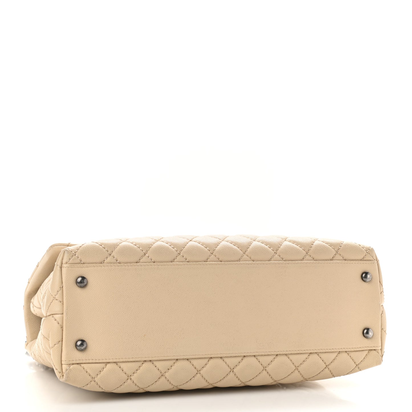 Caviar Quilted Medium Coco Handle Flap Light Beige
