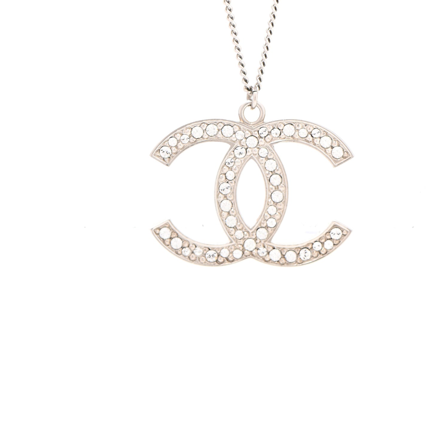 Crystal Large CC Necklace Silver