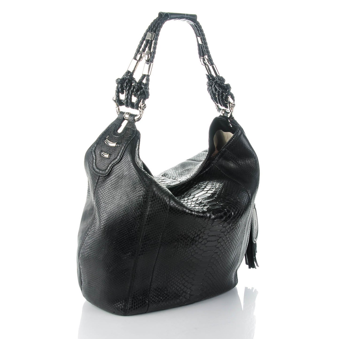 Python Techno Horsebit Large Hobo Black