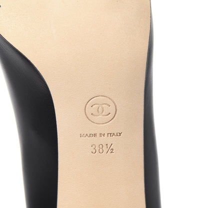 Chanel Lambskin Patent Calfskin Cap Toe CC Pumps 38.5 Black 7 of 10