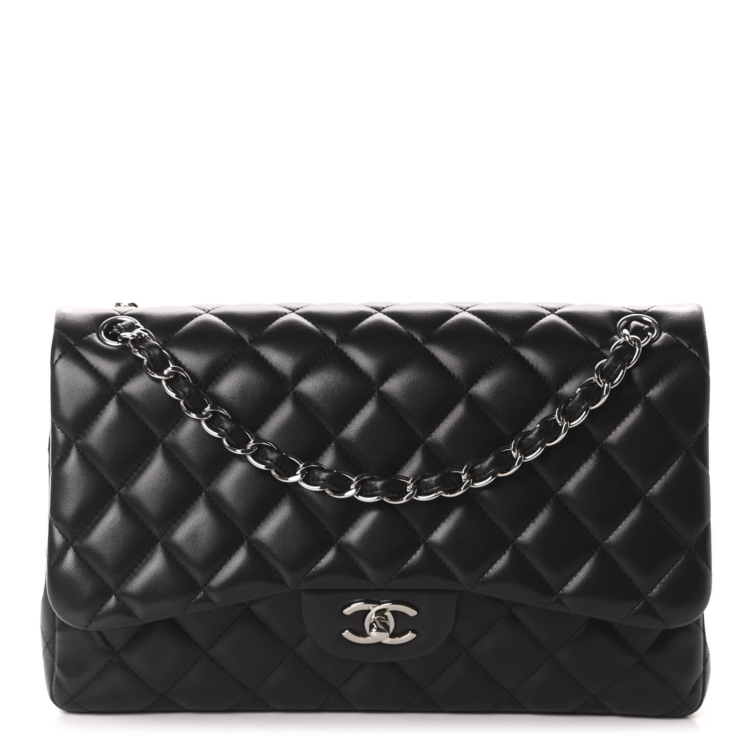 Chanel Lambskin Quilted Jumbo Double Flap Black 1 of 17