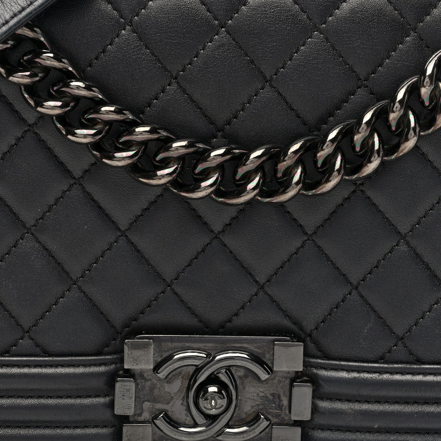 Chanel Calfskin Quilted Medium Boy Flap So Black 8 of 10