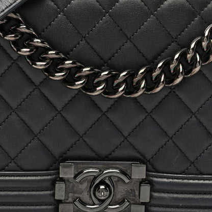 Chanel Calfskin Quilted Medium Boy Flap So Black 8 of 10