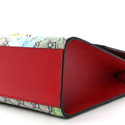 Gucci GG Supreme Monogram Blooms Medium Padlock Shoulder Bag Beige Blue Navy Hibiscus Red 9 of 10