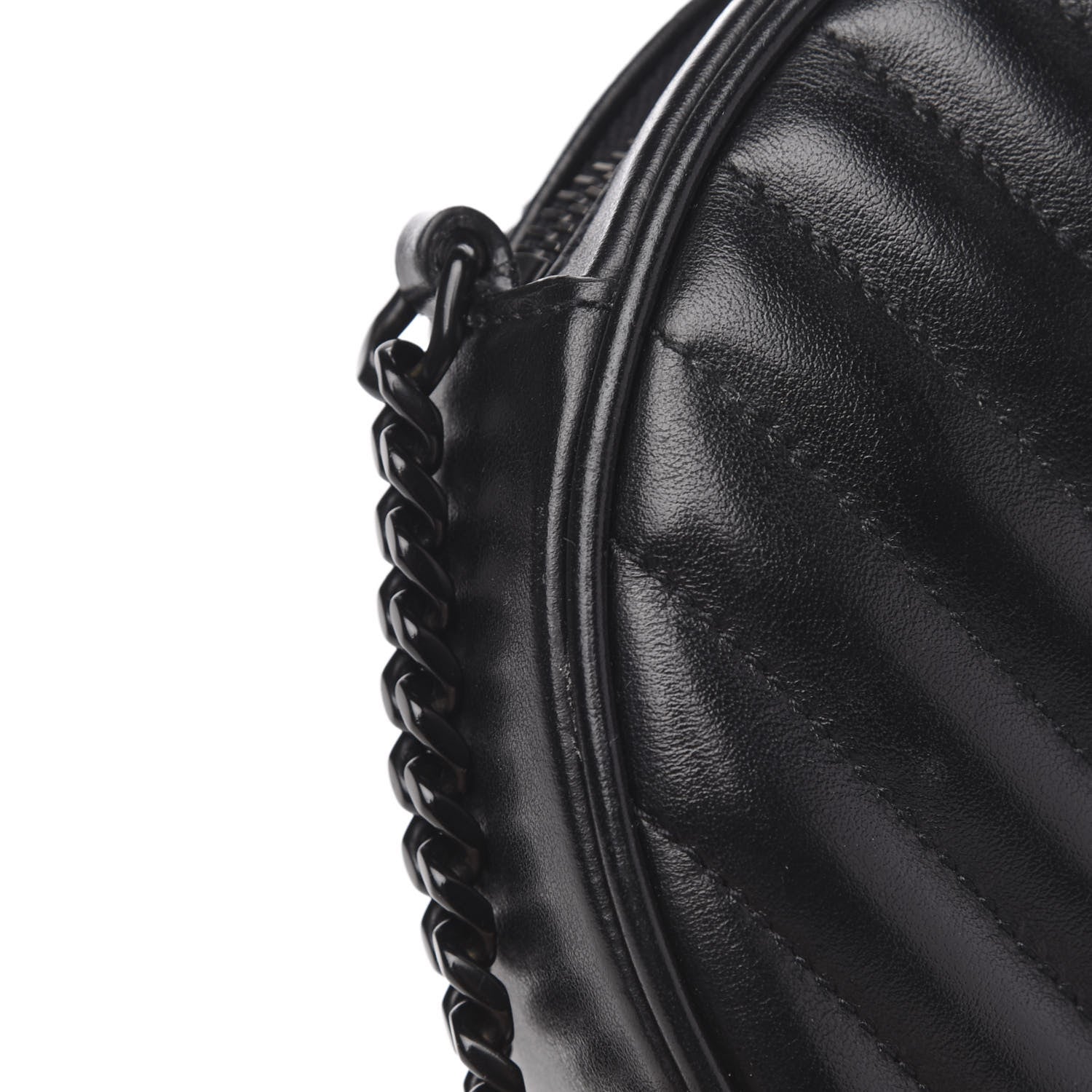 Saint Laurent Calfskin Matelasse Chevron Round Vinyle Camera Bag Black 8 of 10