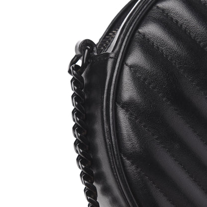 Saint Laurent Calfskin Matelasse Chevron Round Vinyle Camera Bag Black 8 of 10