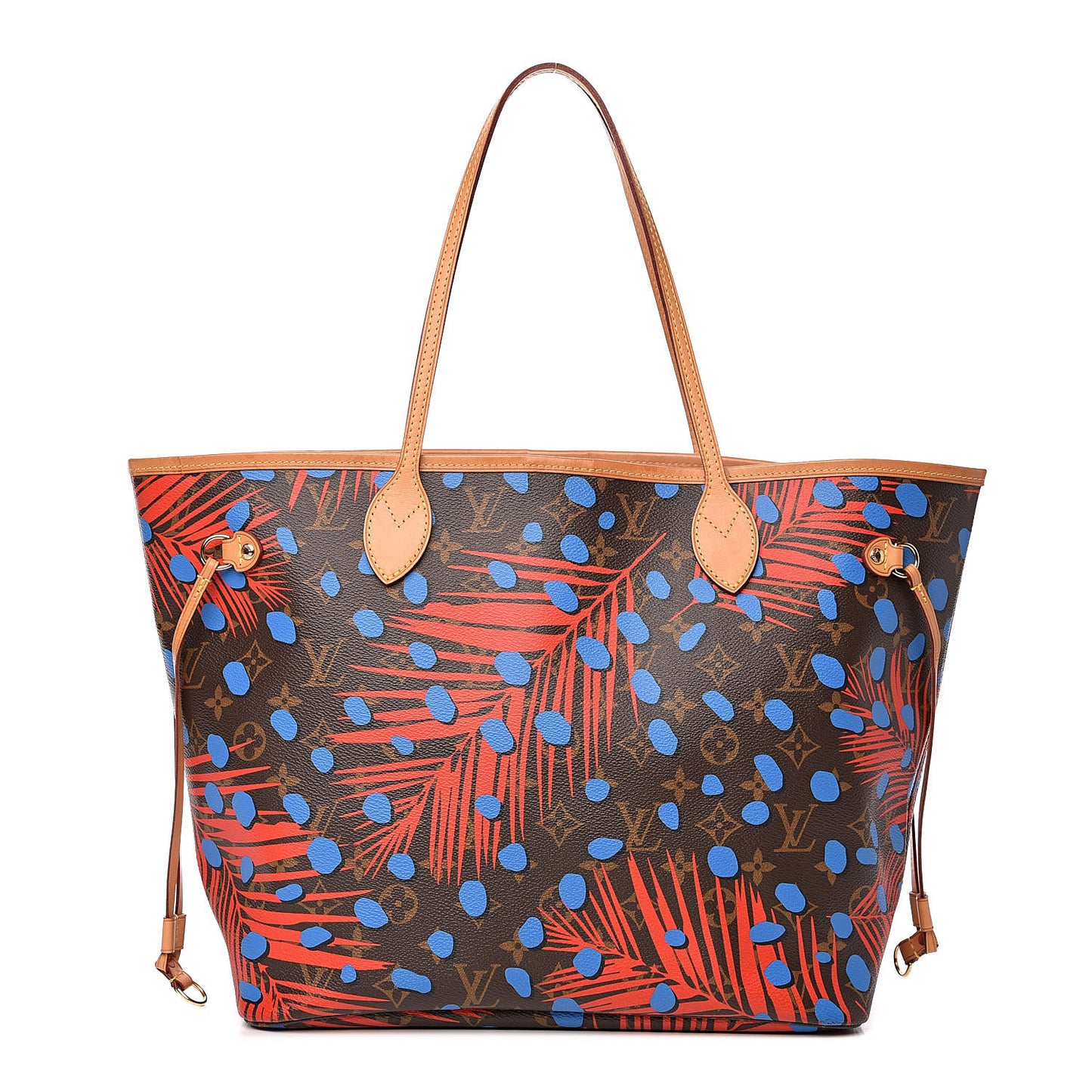 Monogram Jungle Dots Neo Neverfull MM Coquelicot Denim