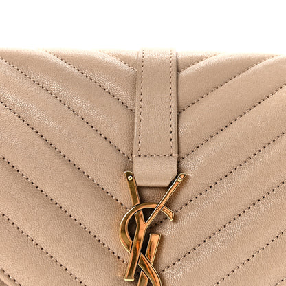 Saint Laurent Sheepskin Matelasse Chevron Monogram Medium College Bag Greyish Brown 7 of 9