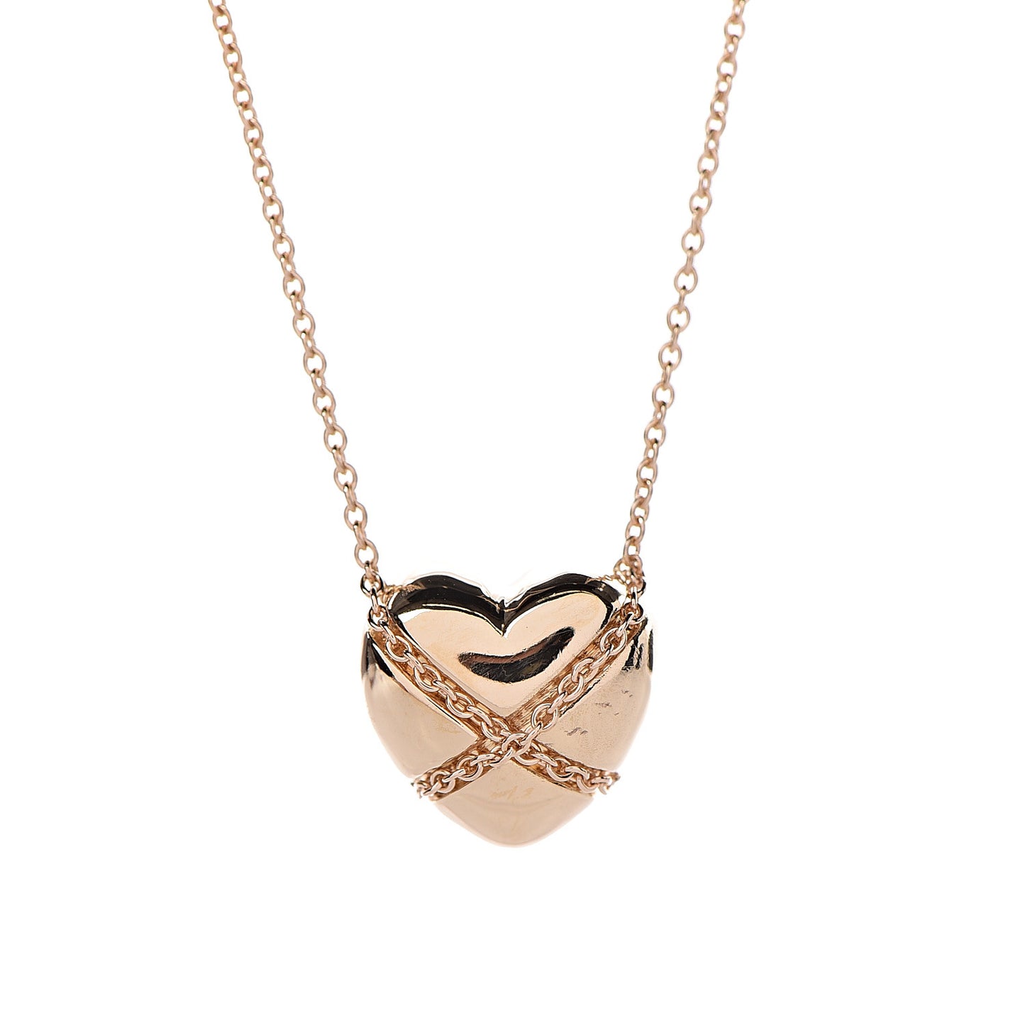 18K Yellow Gold Crossover Heart Pendant Necklace