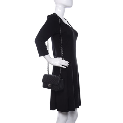 Chanel Caviar Chevron Quilted Mini Rectangular Flap Black 2 of 10