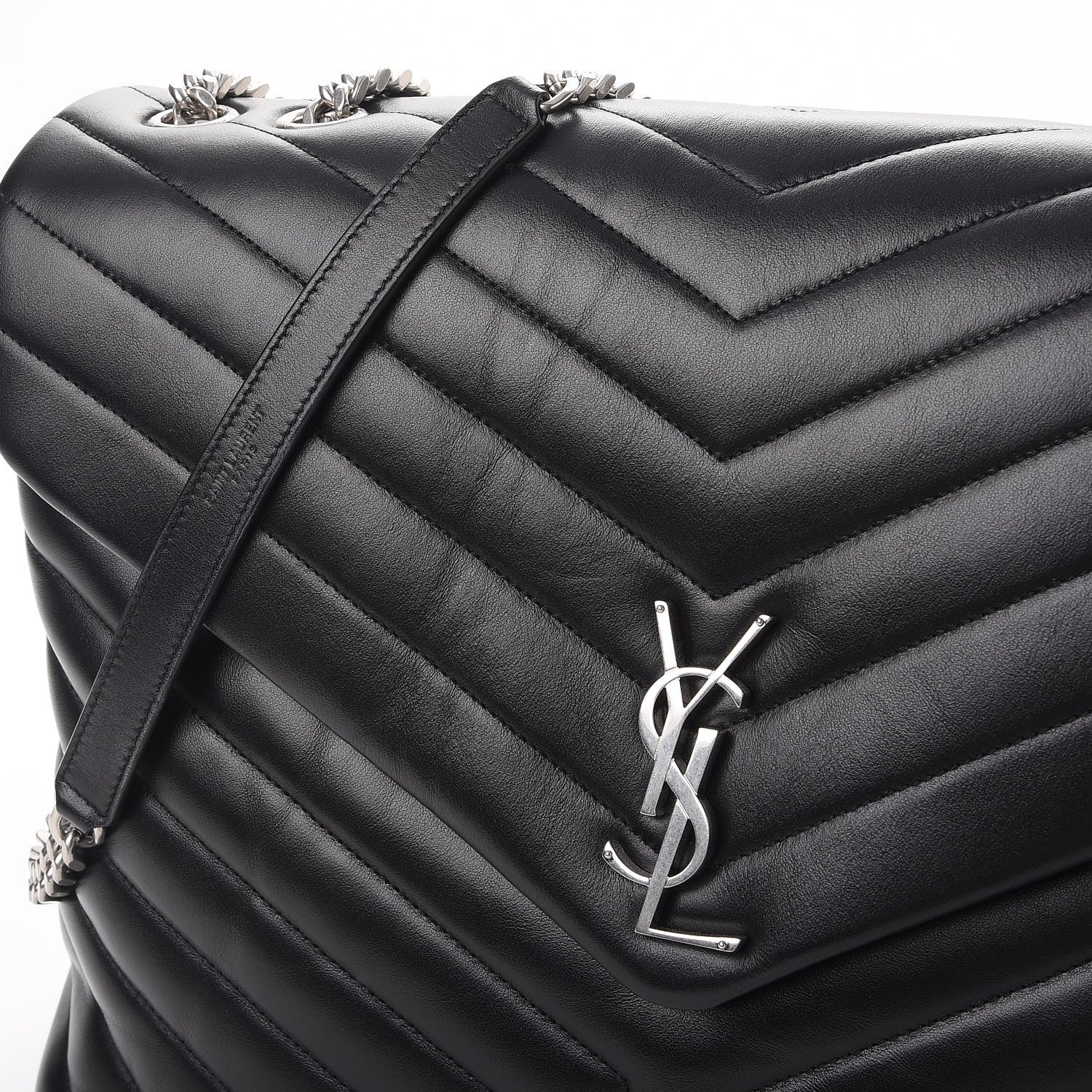 Saint Laurent Calfskin Y Quilted Monogram Large Loulou Chain Satchel Black 8 of 10