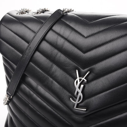 Saint Laurent Calfskin Y Quilted Monogram Large Loulou Chain Satchel Black 8 of 10