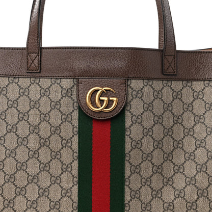 Gucci GG Supreme Monogram Web Ophidia Tote Brown 9 of 11