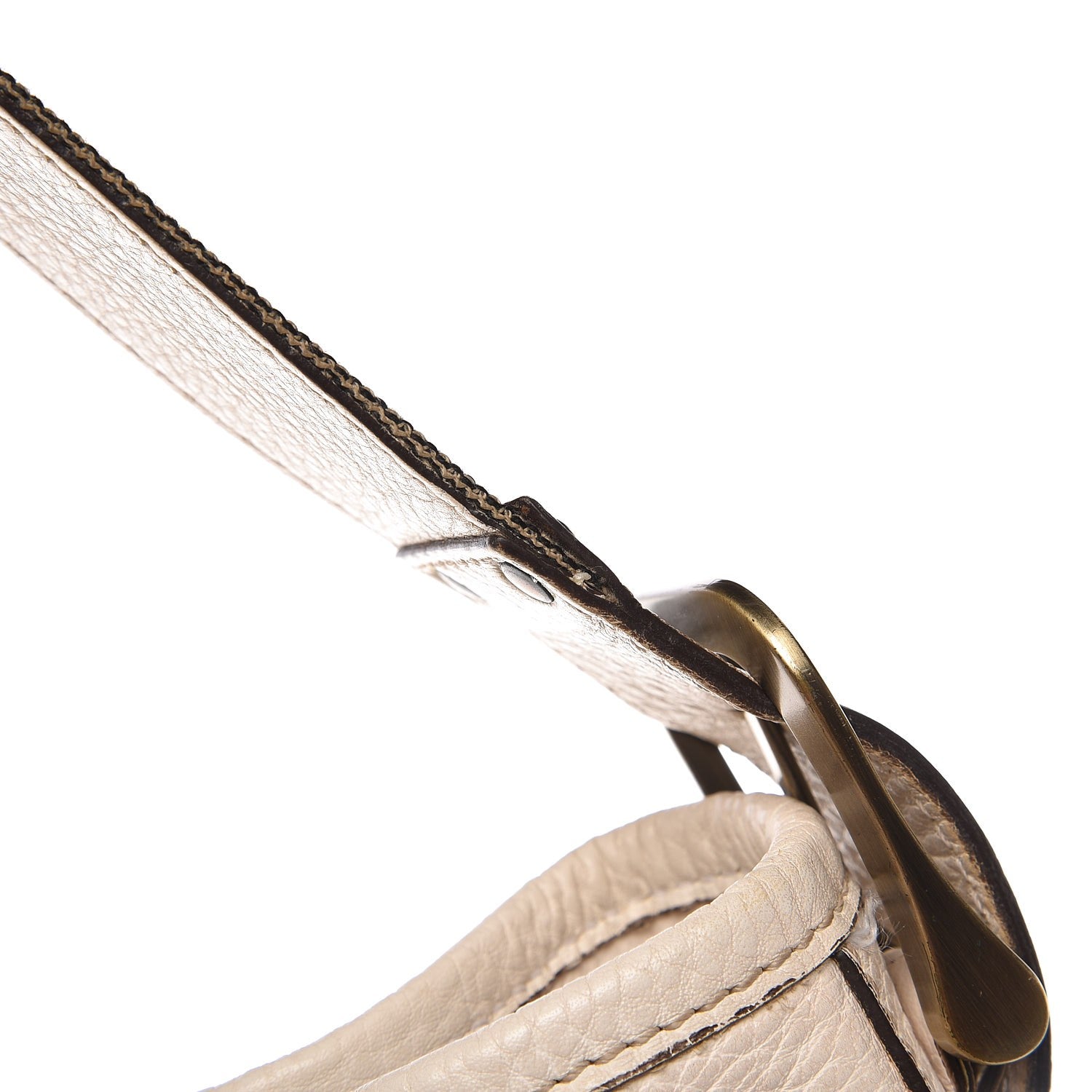 Burberry Calfskin Stripe Bucket Hobo Bag Off White 14 of 19