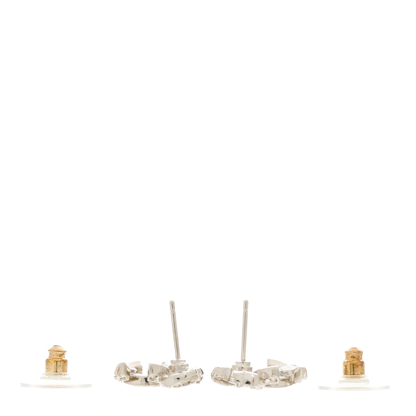 Crystal CC Bow Dangle Earrings Silver