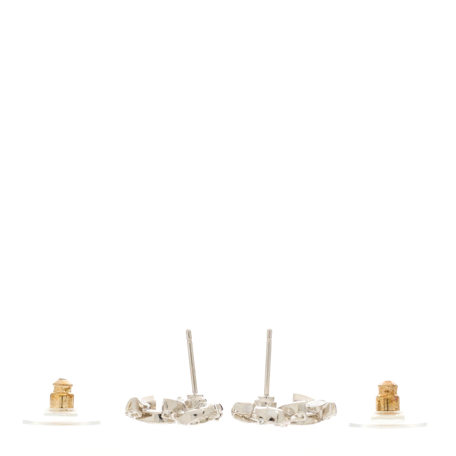 Chanel Crystal CC Bow Dangle Earrings Silver 3 of 5