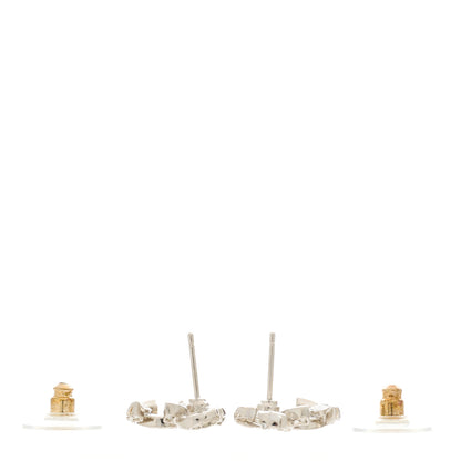 Chanel Crystal CC Bow Dangle Earrings Silver 3 of 5