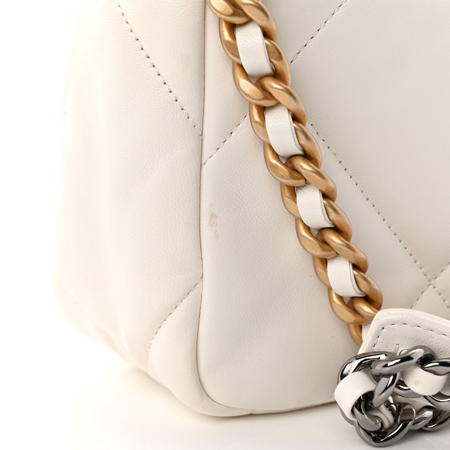 Chanel Goatskin Quilted Medium Chanel 19 Flap White 1887476