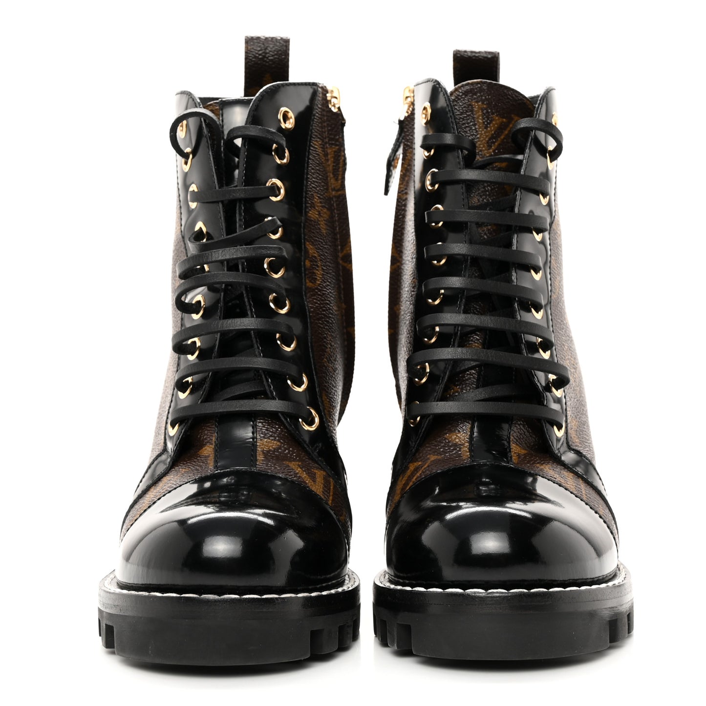 Patent Calfskin Monogram Star Trail Ankle Boots 38 Black