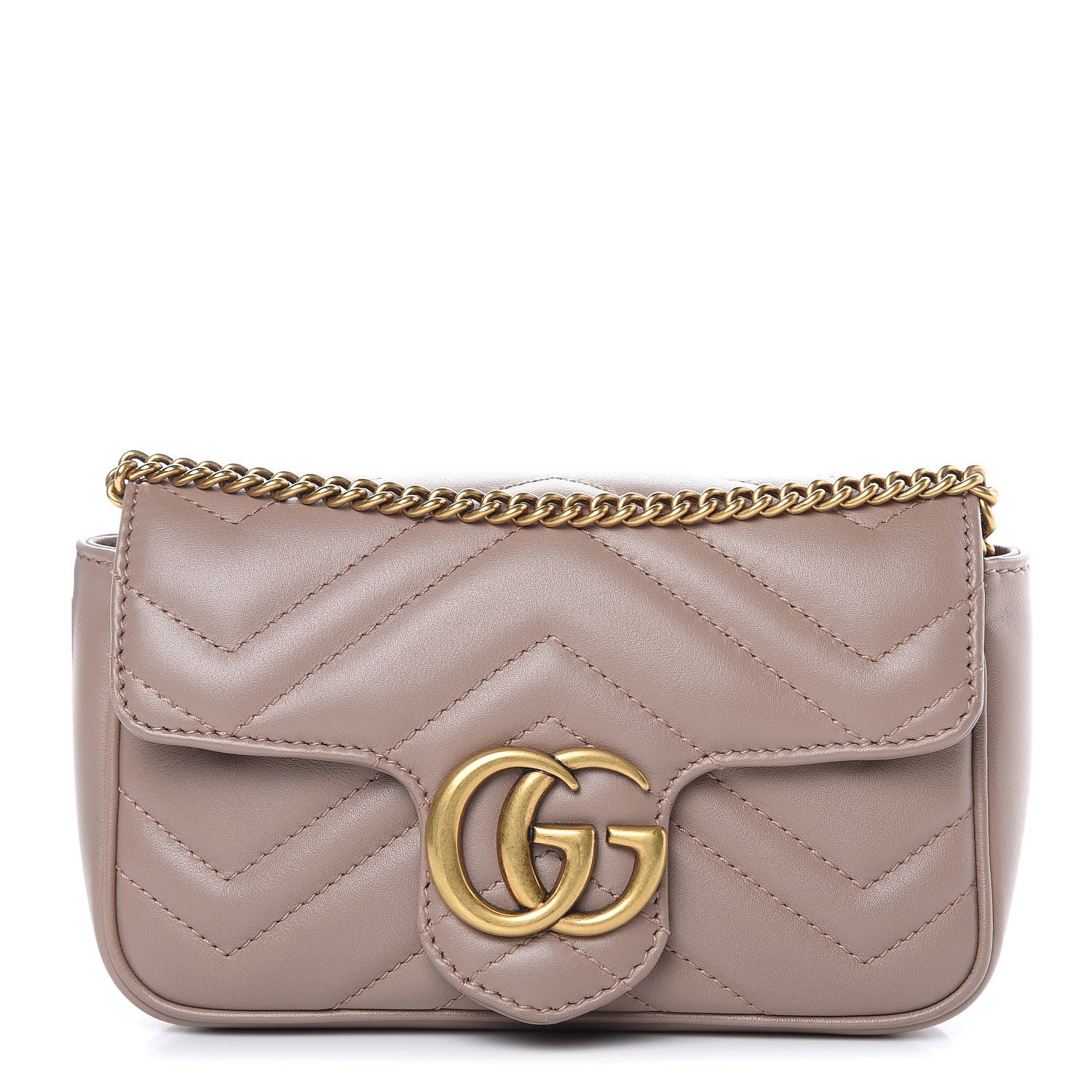 Gucci Calfskin Matelasse Super Mini GG Marmont Shoulder Bag Porcelain Rose 1 of 12