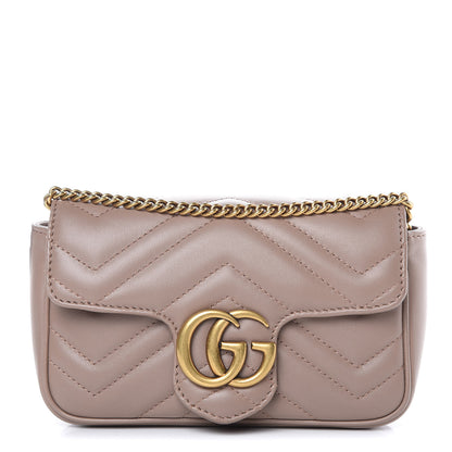 Gucci Calfskin Matelasse Super Mini GG Marmont Shoulder Bag Porcelain Rose 1 of 12