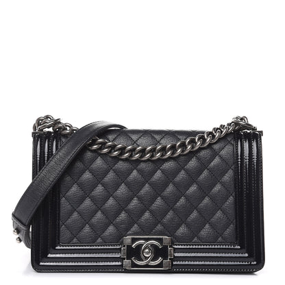 Chanel Goatskin Quilted Patent Medium Duo Boy Flap Black 1 of 13