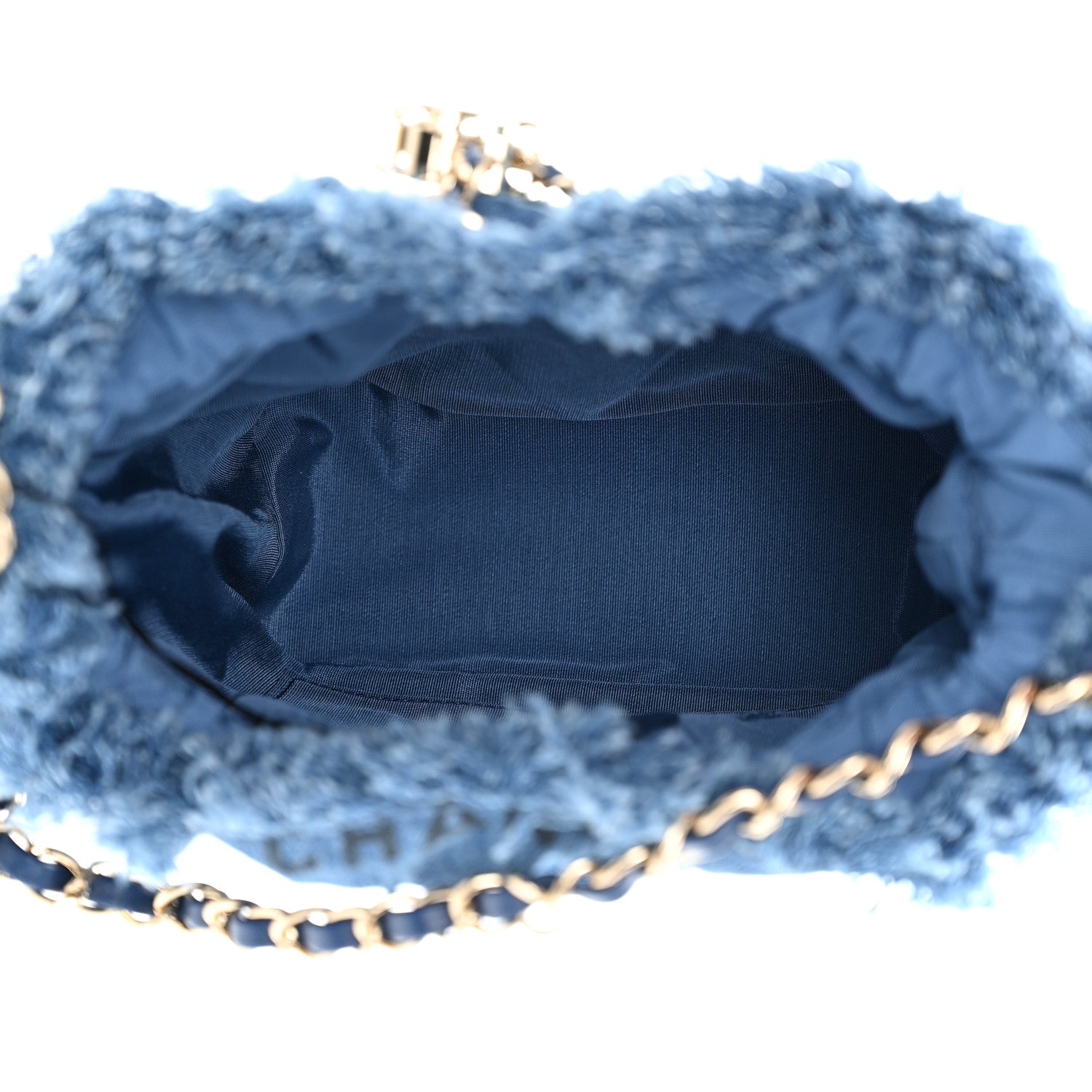 Chanel Denim Quilted Small Mood Bucket With Chain Blue Multicolor 5 of 11