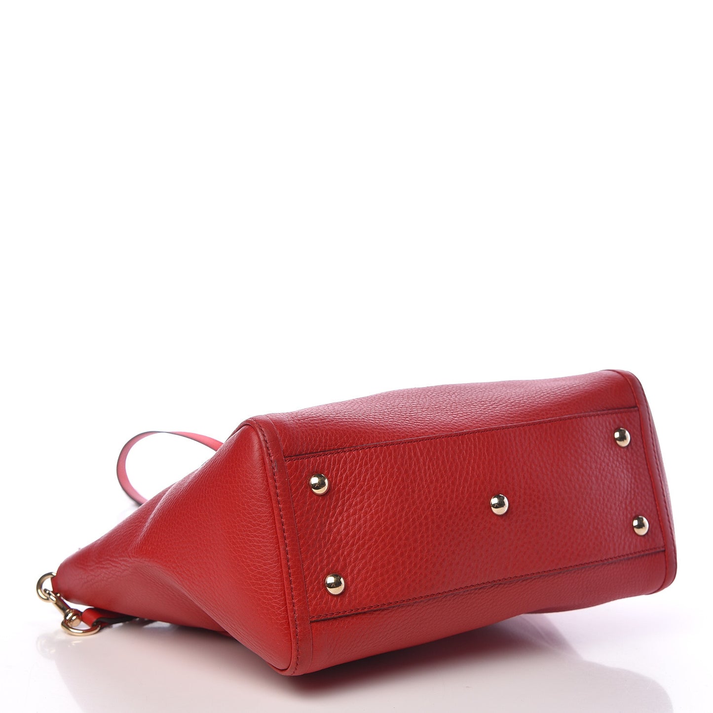 Pebbled Calfskin Small Soho Top Handle Bag Red