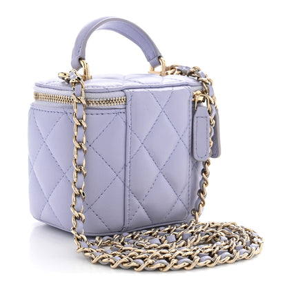 Chanel Lambskin Quilted Top Handle Mini Vanity Case With Chain Light Purple 3 of 10