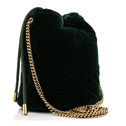 Gucci Velvet Matelasse Mini GG Marmont 2.0 Bucket Bag Dark Green 3 of 10