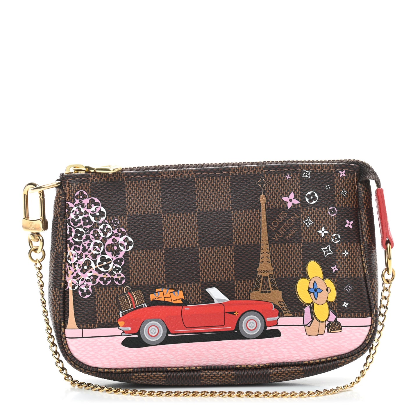 Damier Ebene 2019 Christmas Animation Mini Pochette Accessories Red