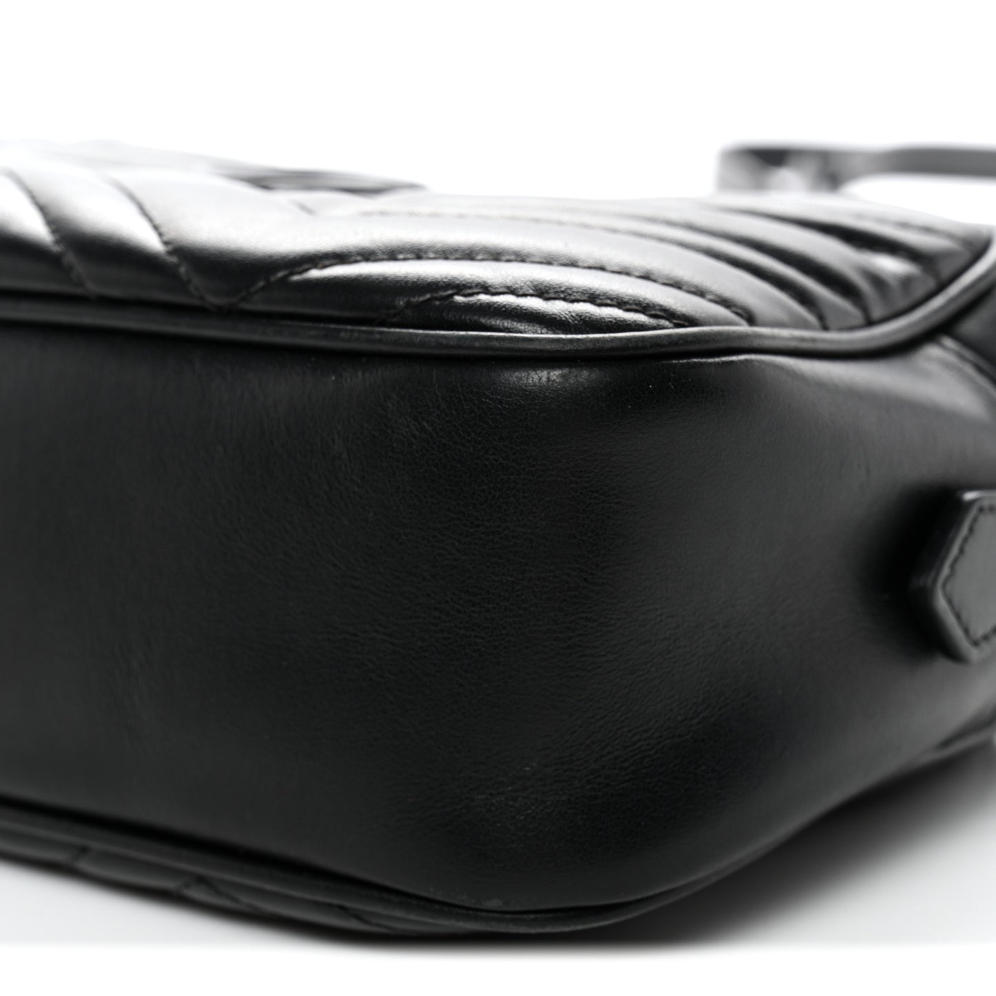 Calfskin Matelasse Monochrome Small GG Marmont Chain Shoulder Bag Black