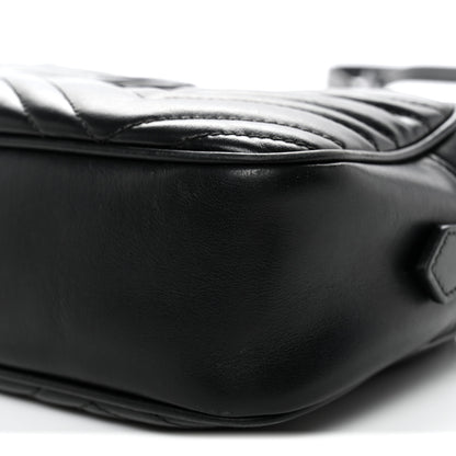Gucci Calfskin Matelasse Monochrome Small GG Marmont Chain Shoulder Bag Black 10 of 12